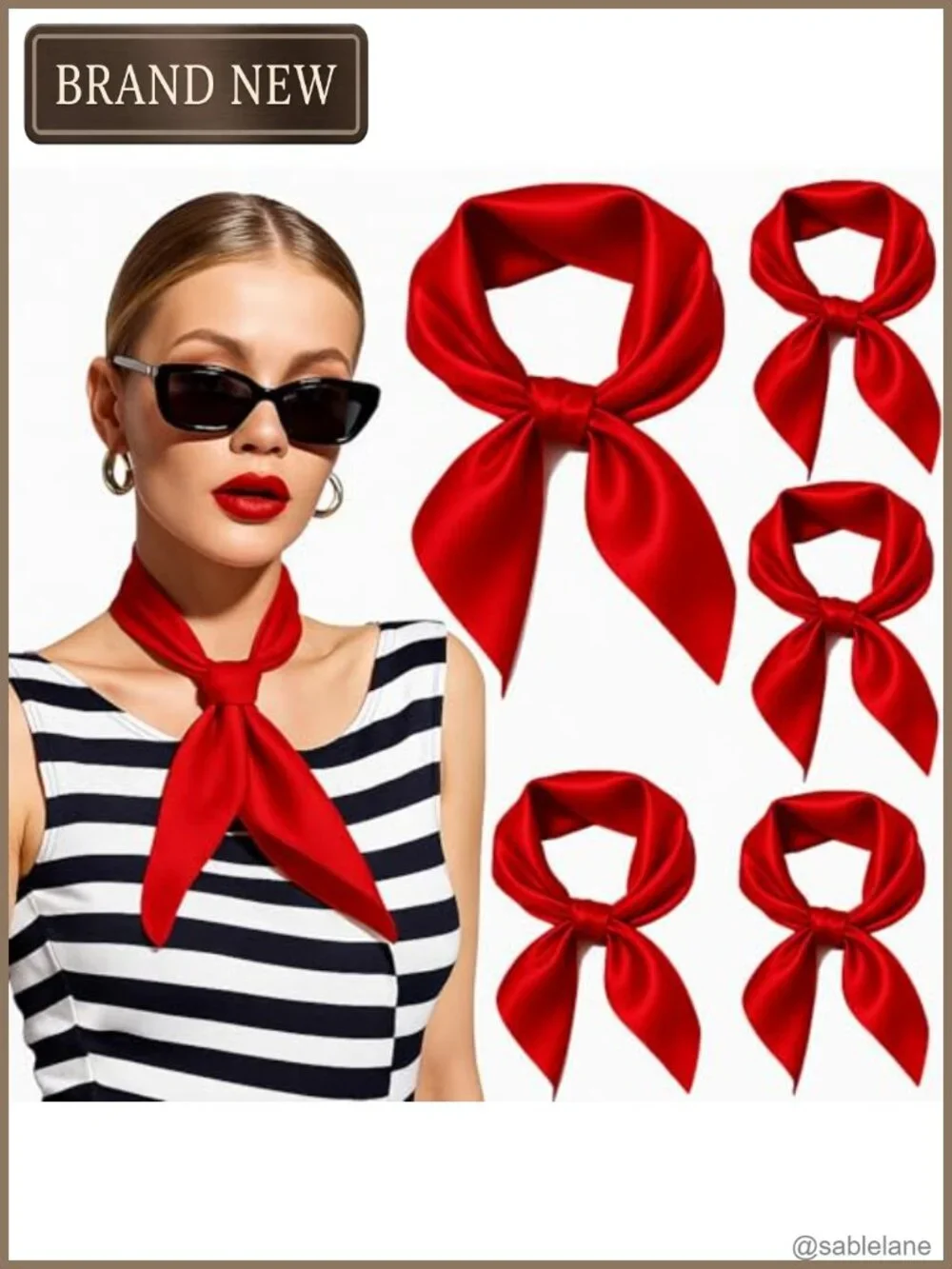 5 Silk Hair Scarves for Women 23.6